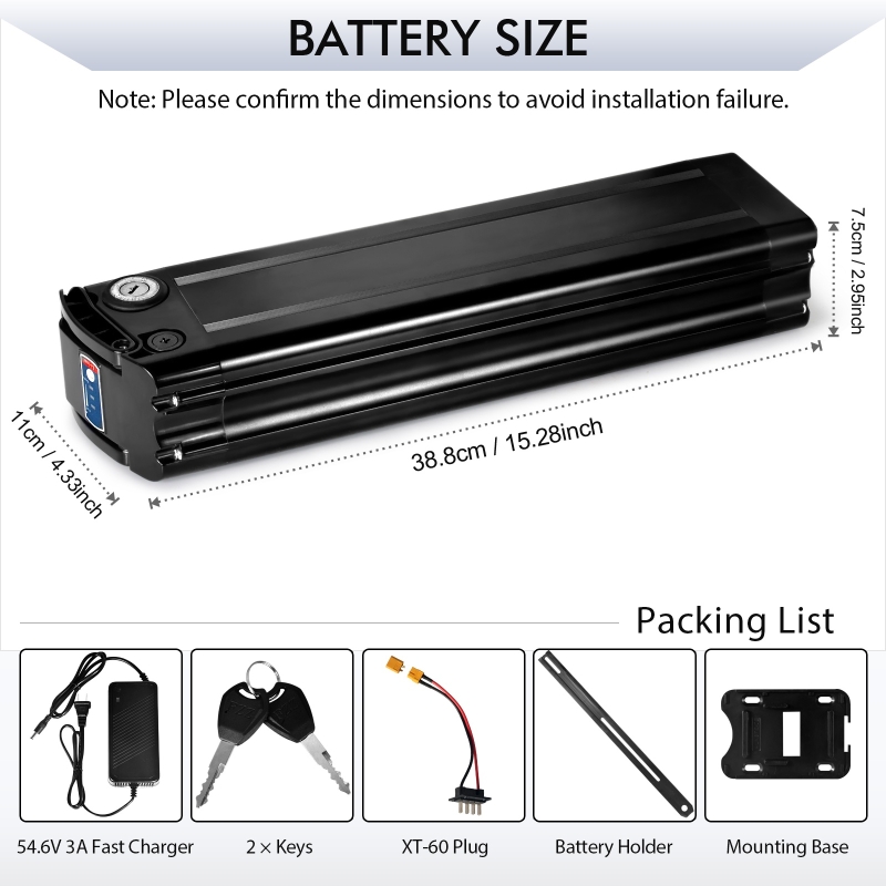 48V 13Ah Seat Tube Ebike Battery